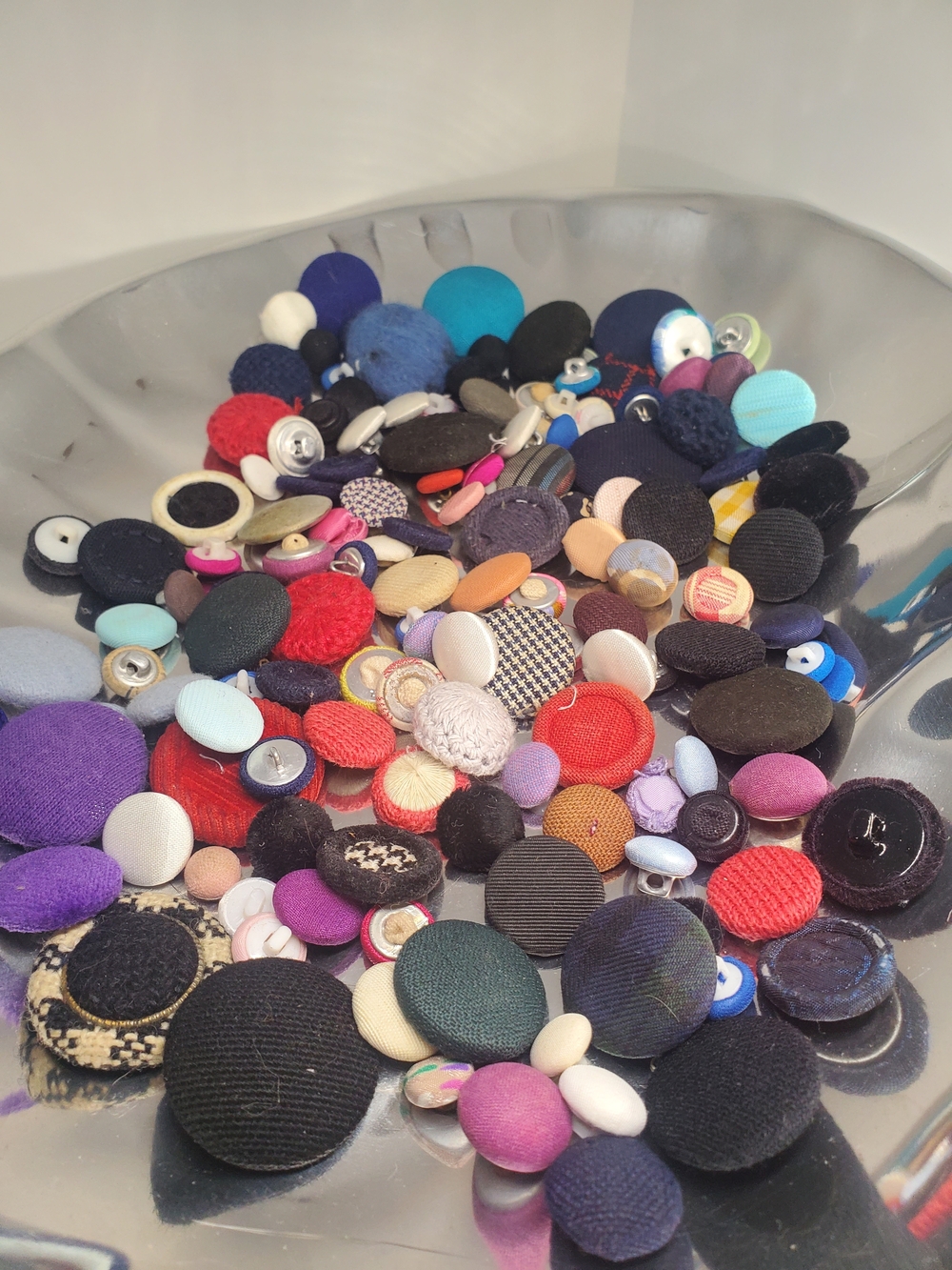 Vintage Colorful Cloth Covered Buttons With Shank - Useable And Decorative